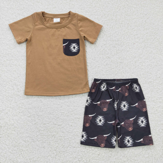 western Cow Brown Cowboy Summer Boy Set