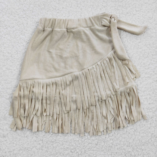 Cream Velvet Tassel Girls Dress