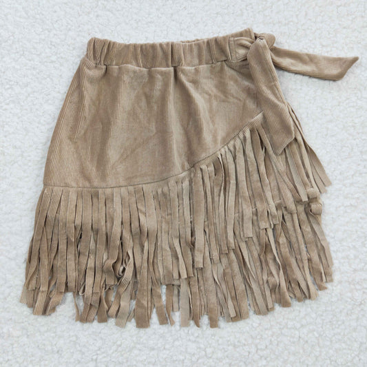 Brown Velvet Tassel Girls Dress