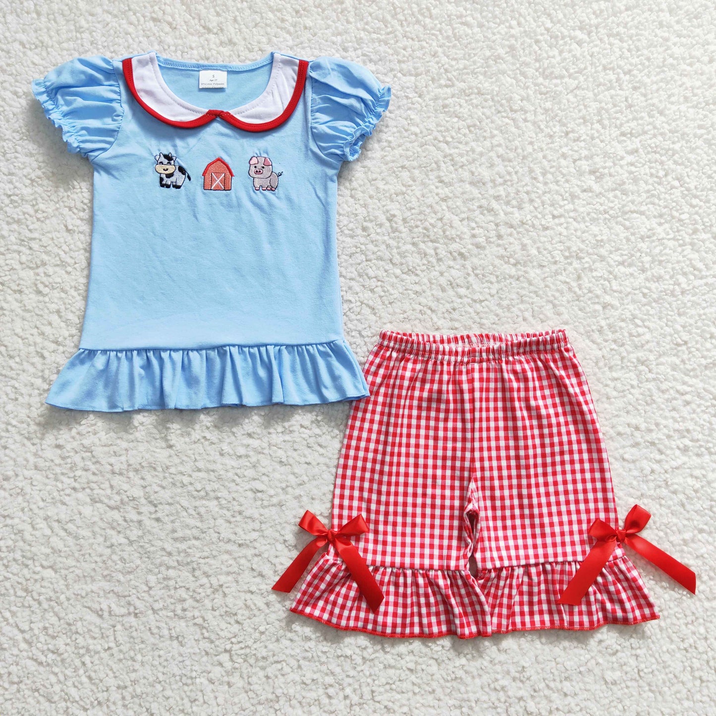 Embroidered Animal House Girls Summer Set