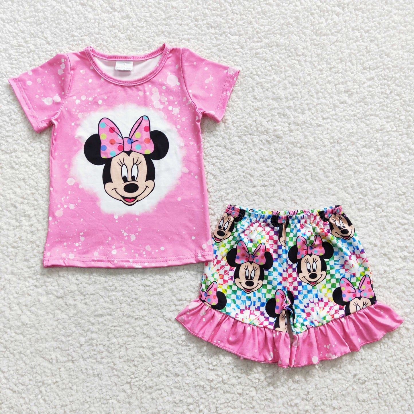 Pink Cartoon Girls Summer Set