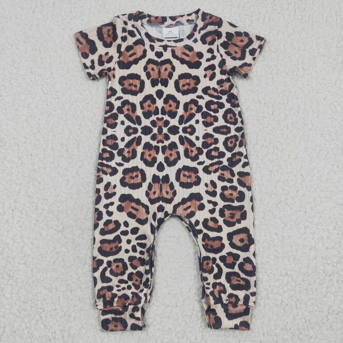 Leopard Rubbed Material Baby Romper