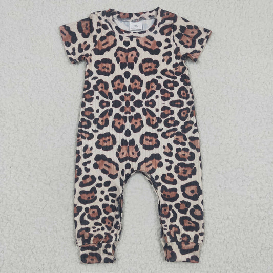 Leopard Rubbed Material Baby Romper