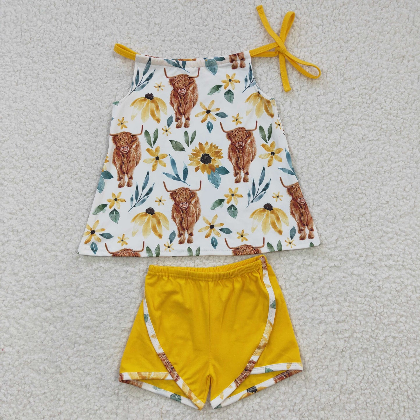 Highland Cow Short Summer Girls Set
