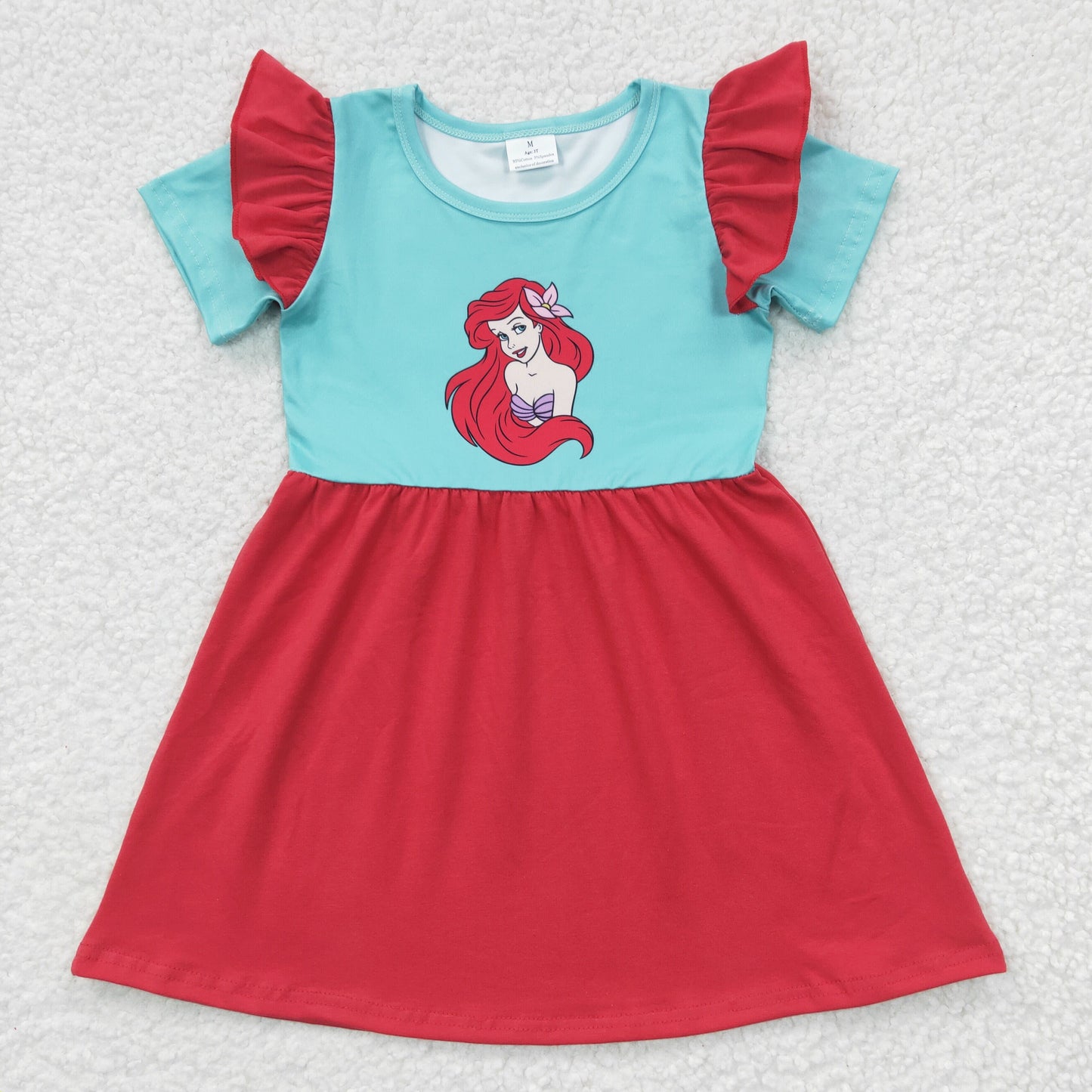 Red Cartoon Girls Short With Ruffle Dress
