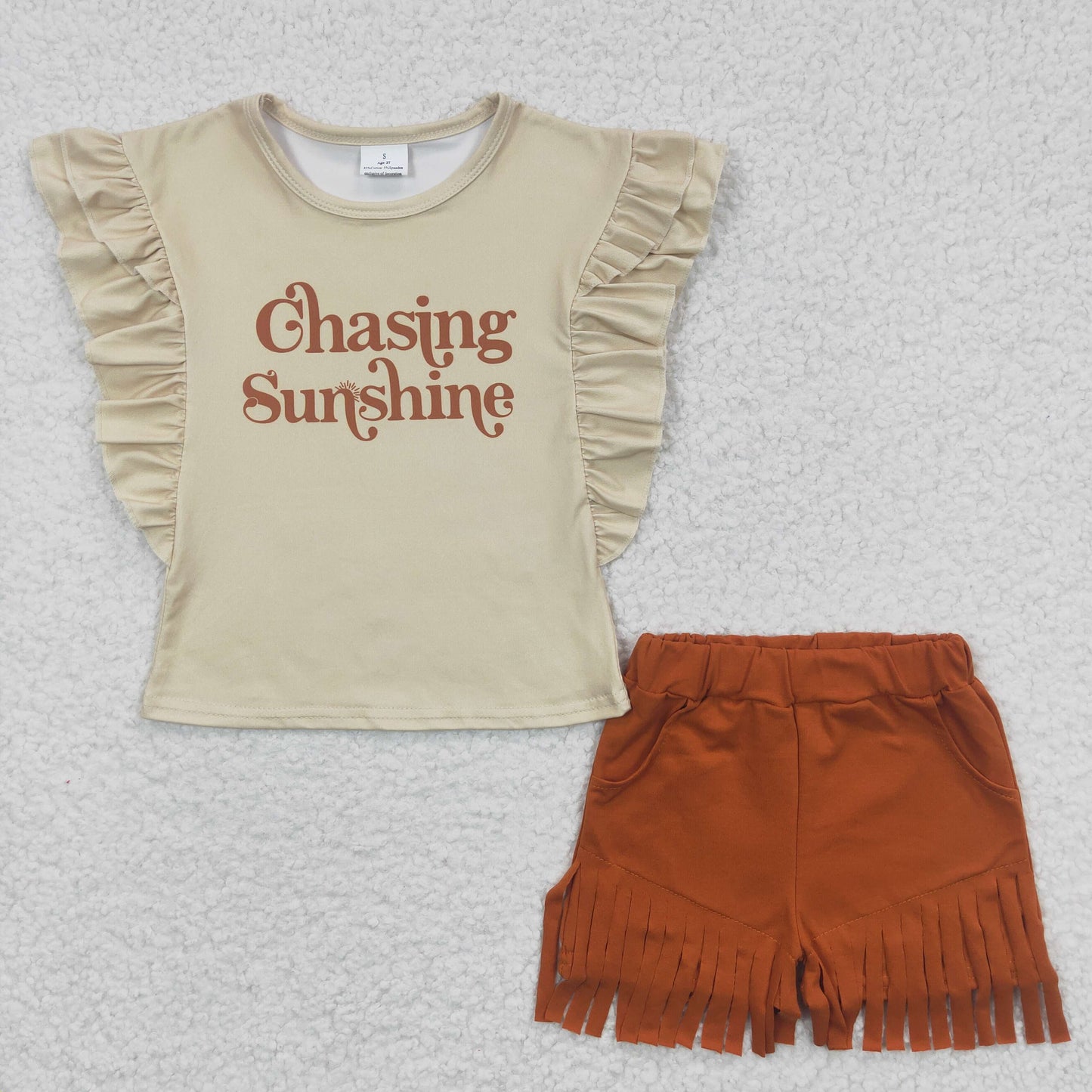 Yellow Top Tassel Shorts Summer Girls Set