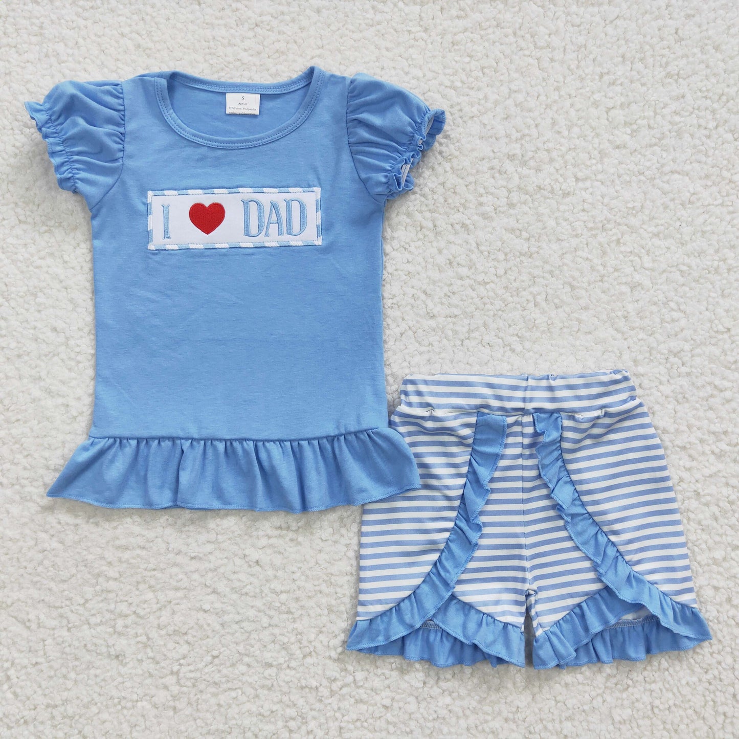 Embroidered I LOVE DAD Girls Summer Set