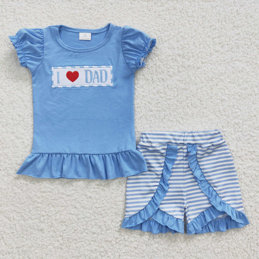 Embroidered I LOVE DAD Girls Summer Set