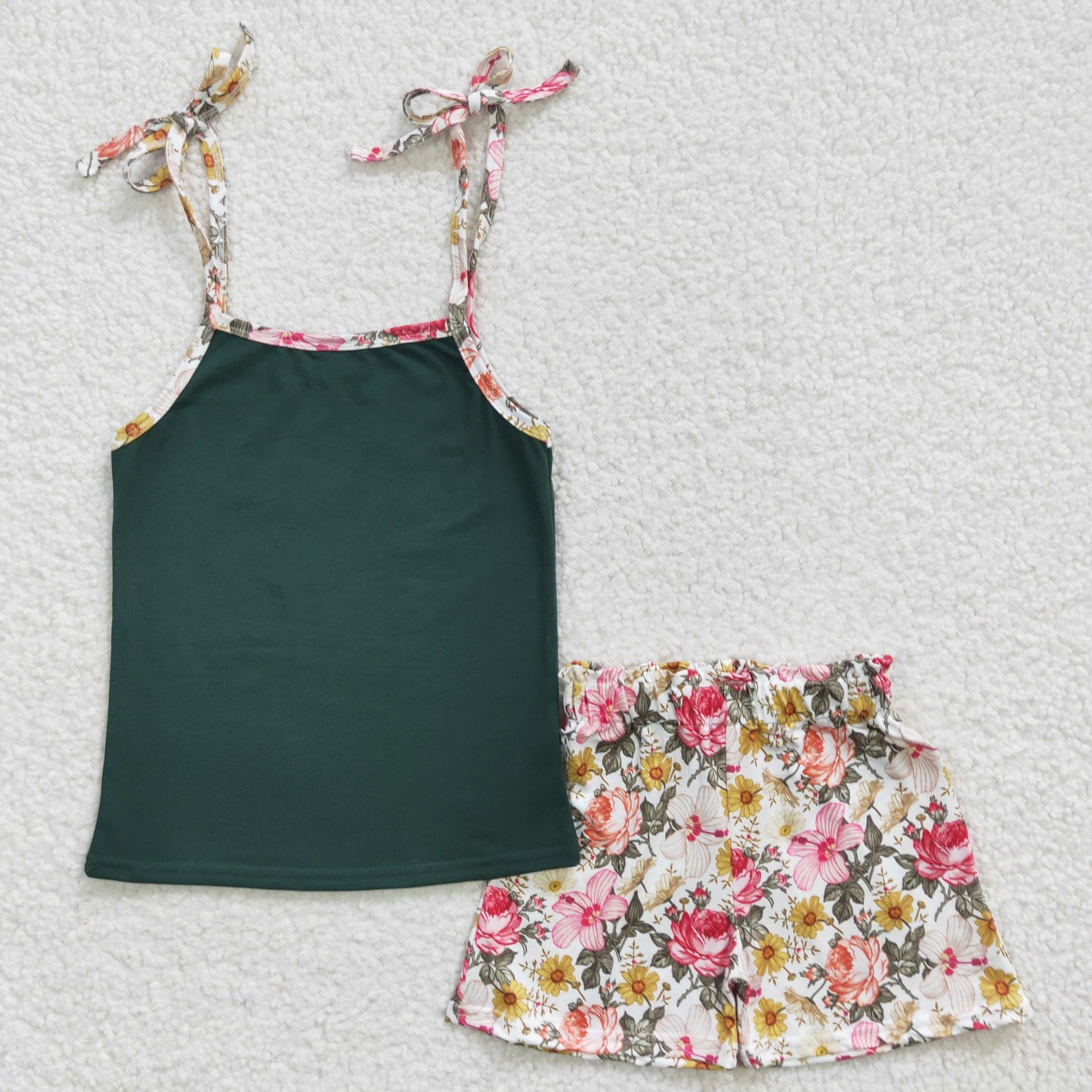 Dark Green Flowers Summer Set