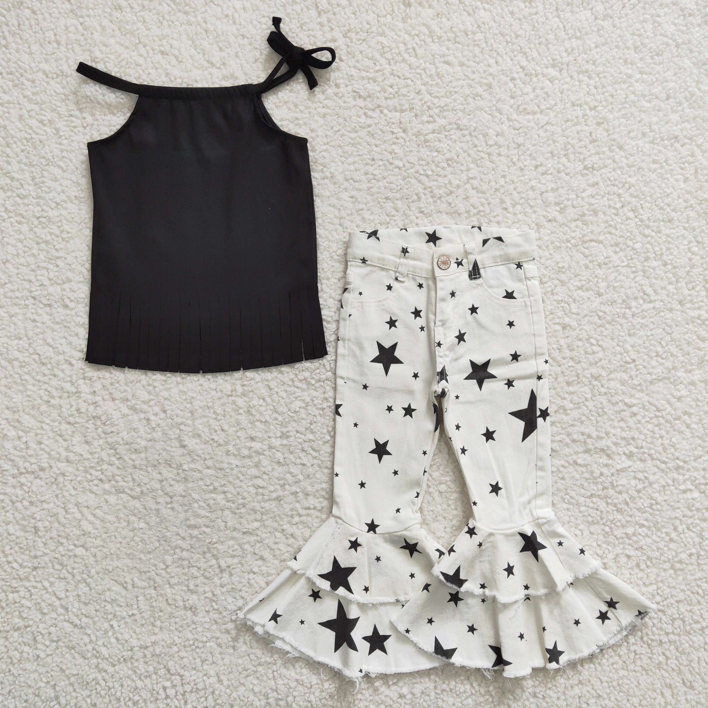 Black Top Baby shirt + Star Jeans