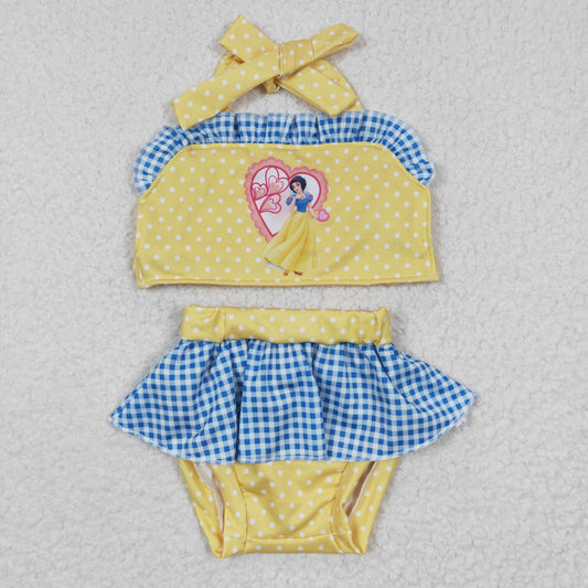 Yellow Cartoon 2pc girls summer Swimsuit