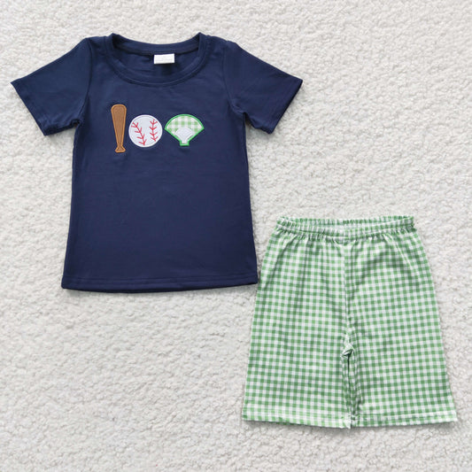 Embroidered Baseball Boy Summer Set