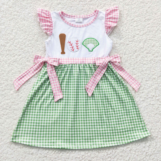 Blue Stripe Embroidery Baseball Girls Dress