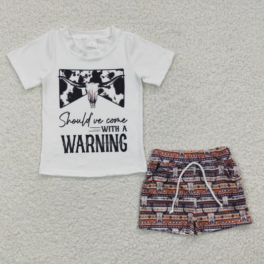 WARNING Cow Summer Boy Set