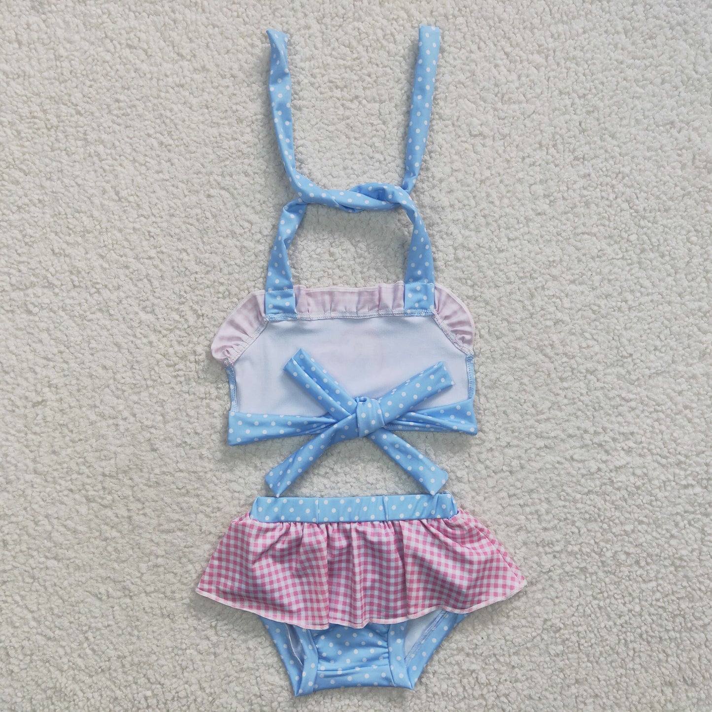 Blue Dots Cartoon 2pc Girls Summer Swimsuit