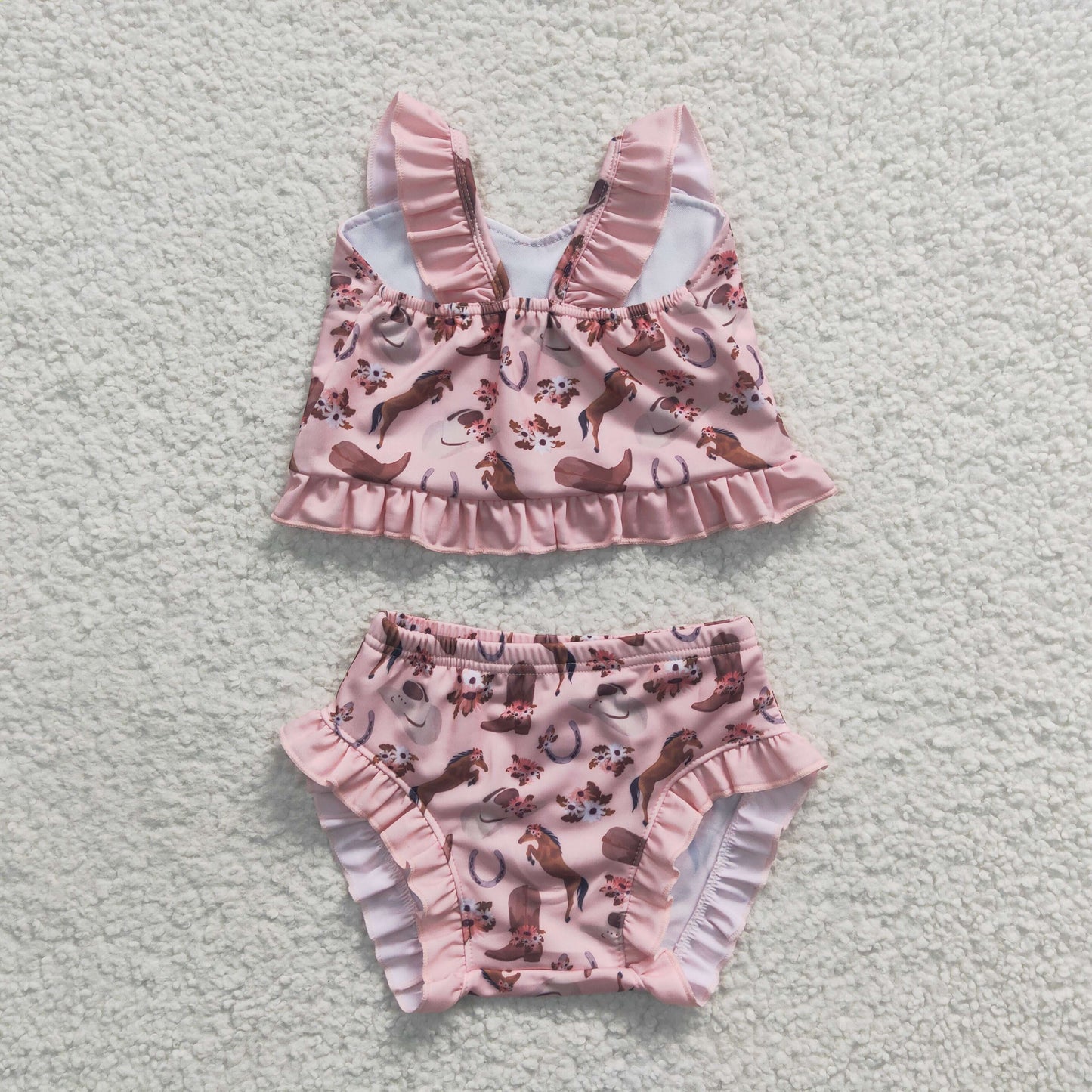 Pink Horse 2pc Girls Summer Swimsuit