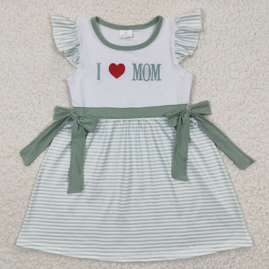 Embroidered I LOVE MOM Girls Dress