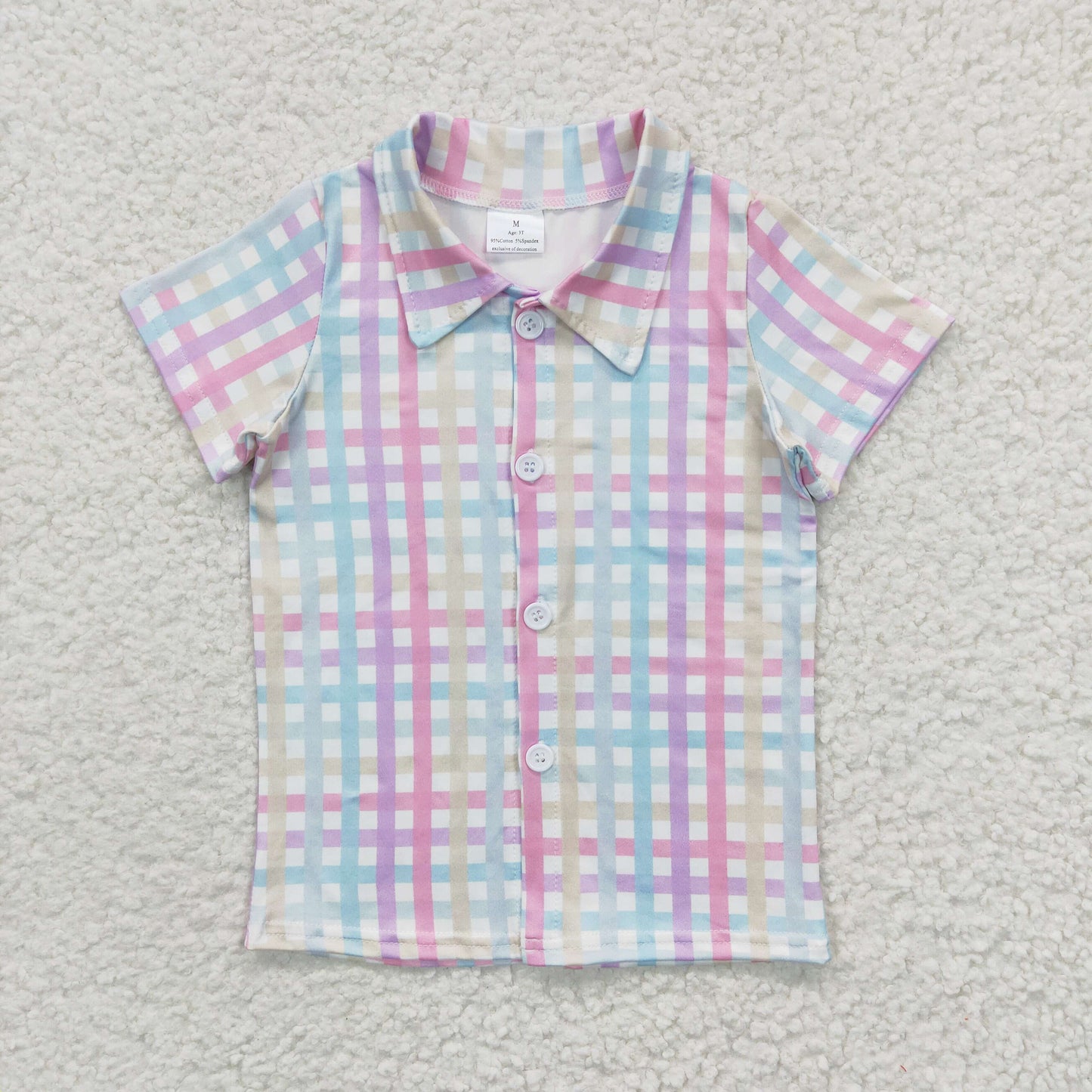 Colorful Striped Plaid With Button Boy Shirt