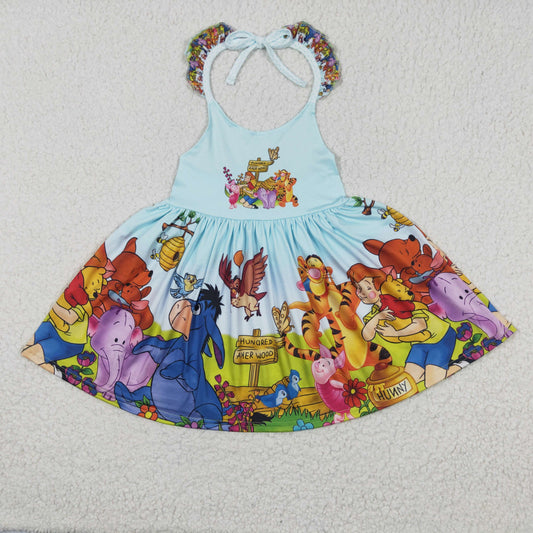 Blue Cartoon Girls Big Dress