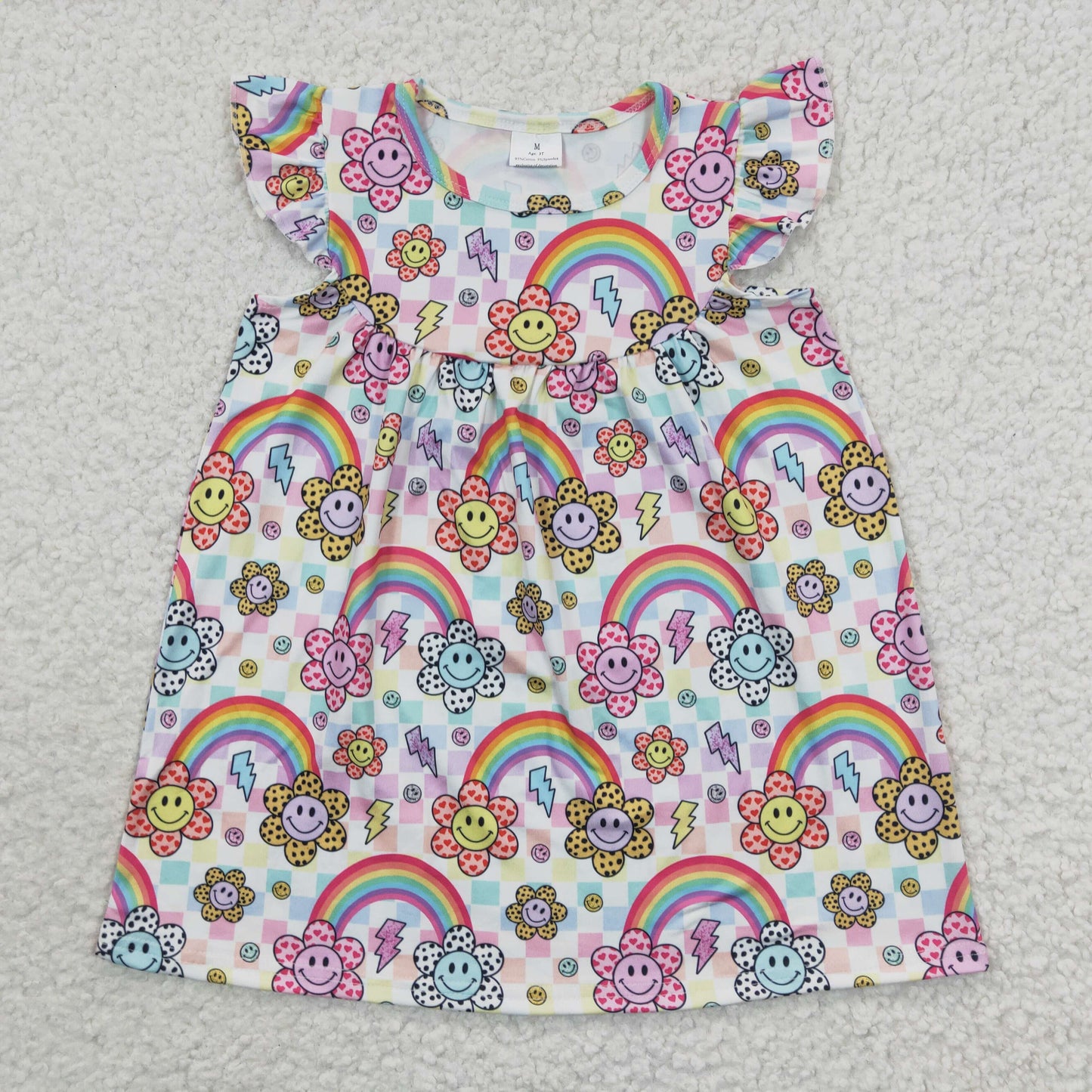 Rainbow Smile Cartoon Girls Dress