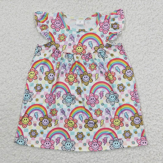 Rainbow Smile Cartoon Girls Dress