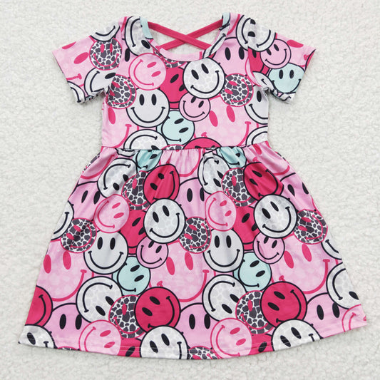 Pink Simle Short Girls Dress