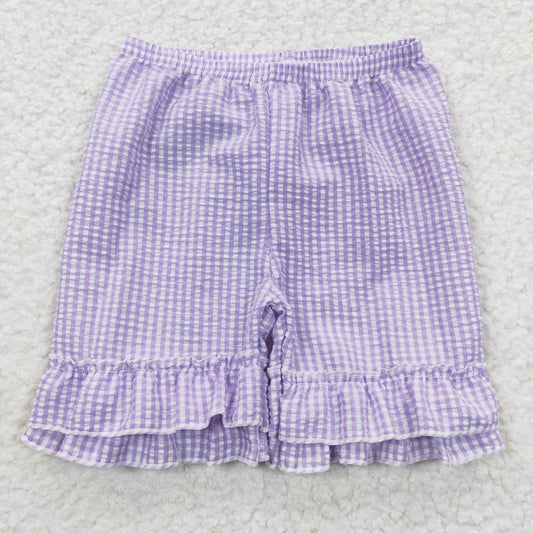 Purple Seersucker Material Shorts