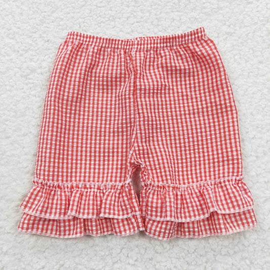 Red Seersucker Material Shorts