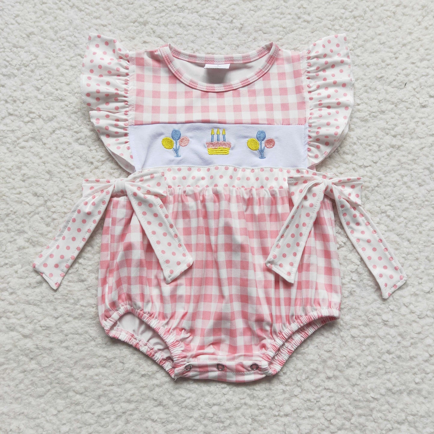 Embroidered Happy birthday Baby Romper