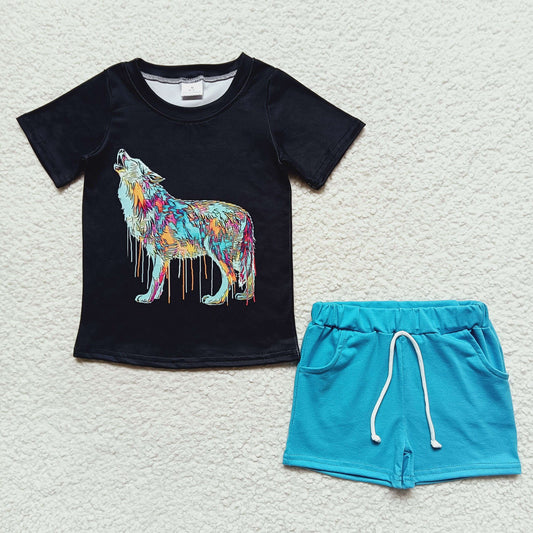 Black Cow Blue Short Summer Boy Set
