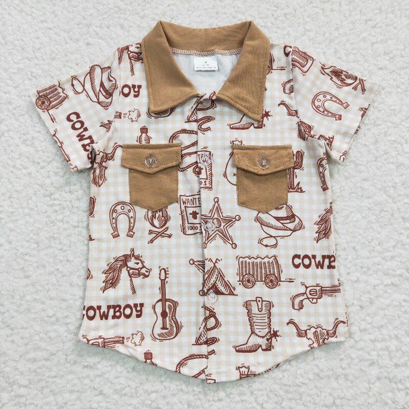 Cowboy With Button Boy Shirt