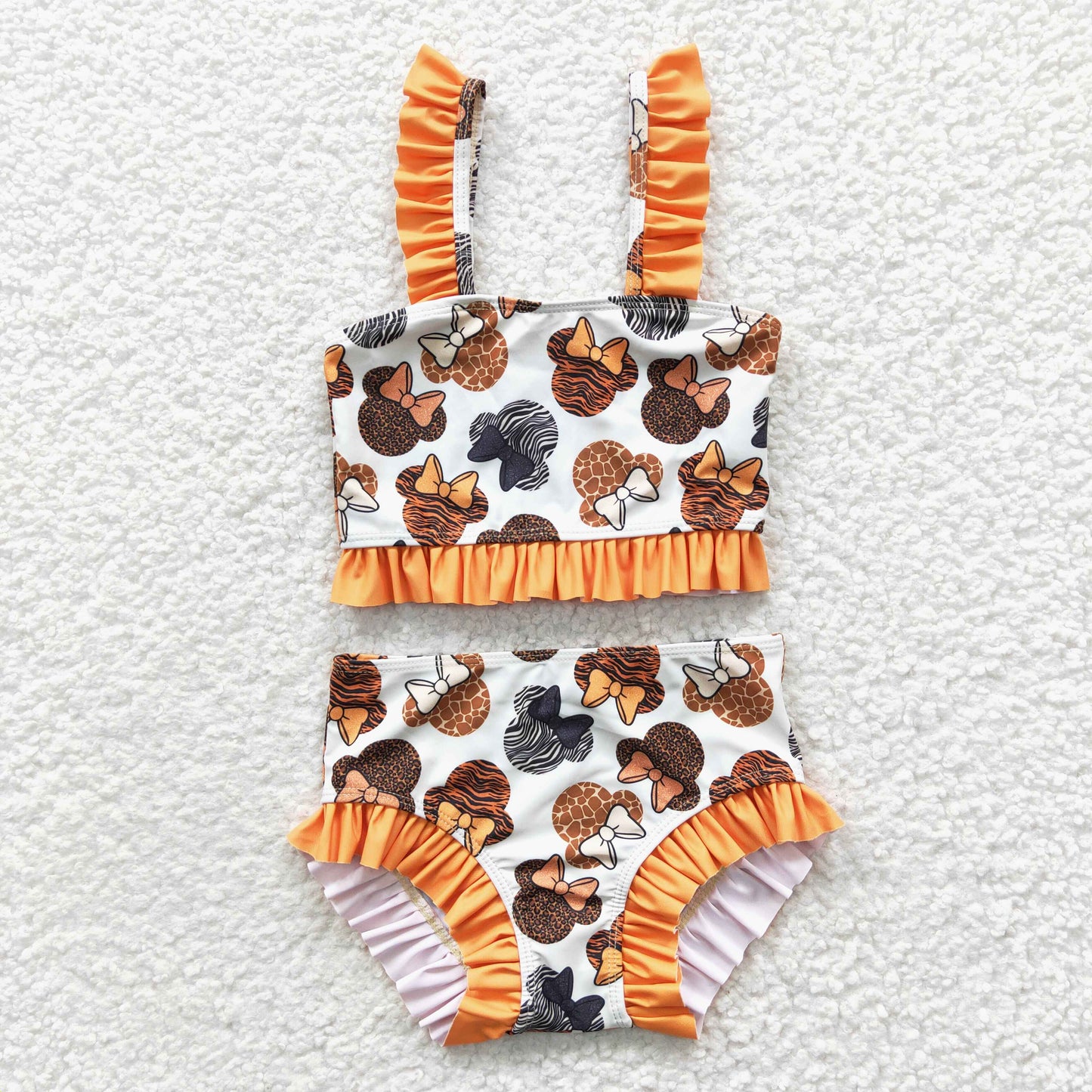 Orange Cartoon 2pc girls summer Swimsuit