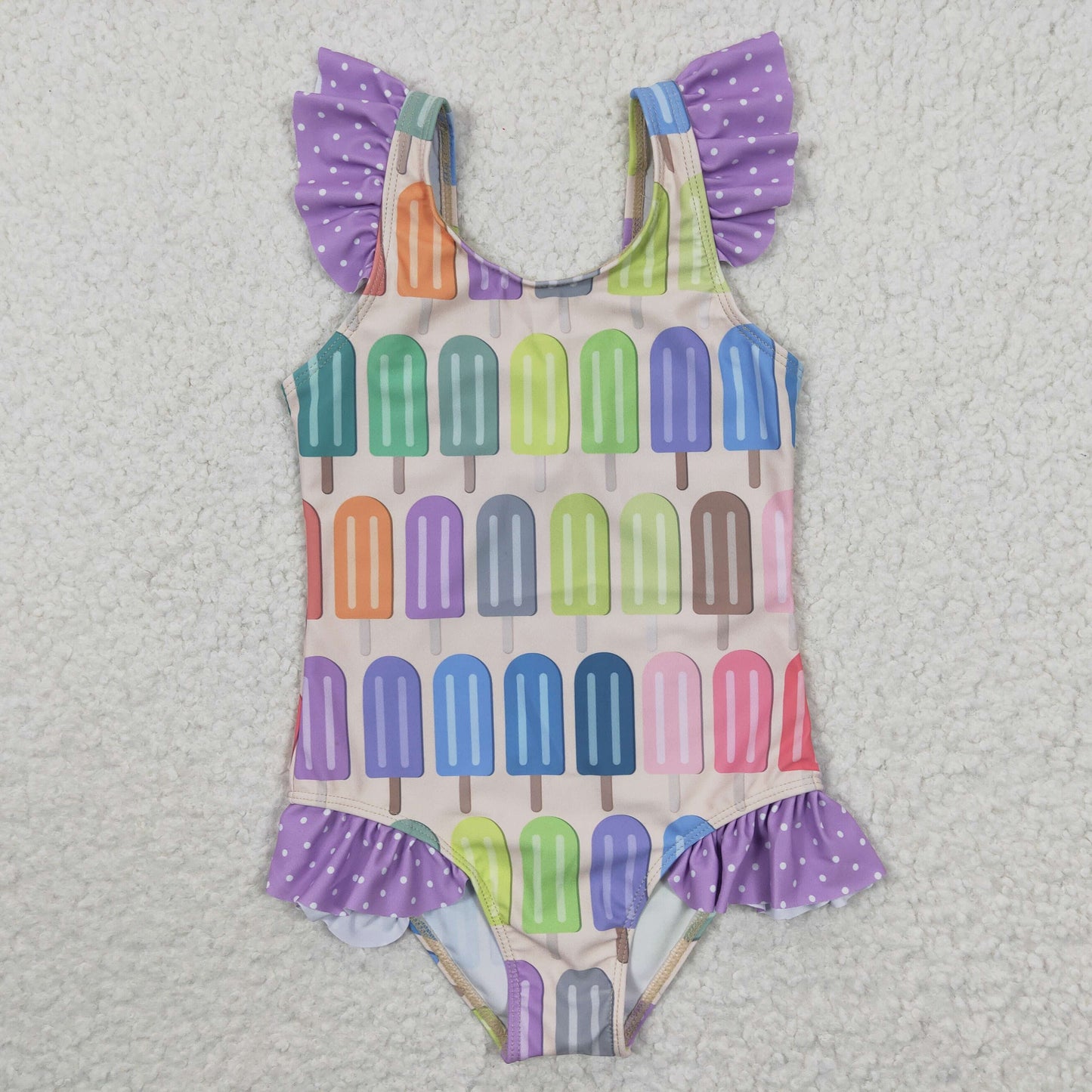 Purple Ice Cream one pc Girls Summer Swimsuit