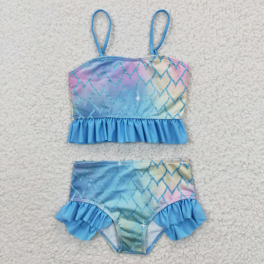 Mermaid scales one pc Girls Summer Swimsuit