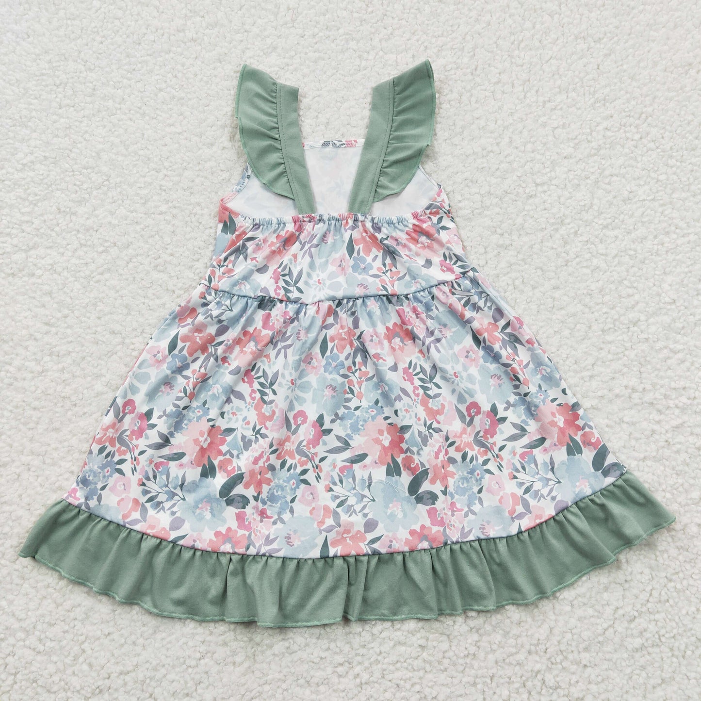 big skirt Green Flowers Ruffles dress