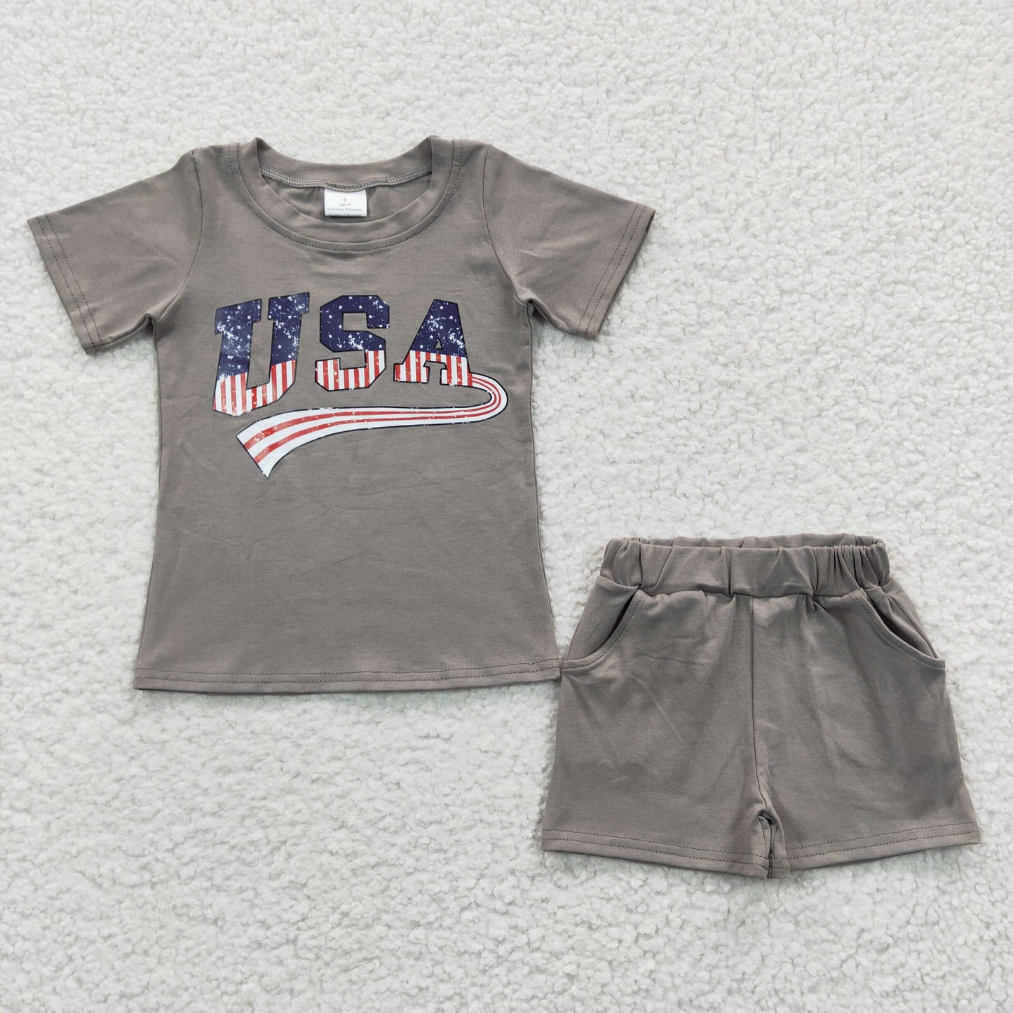 Short Grey USA Summer Boy Set