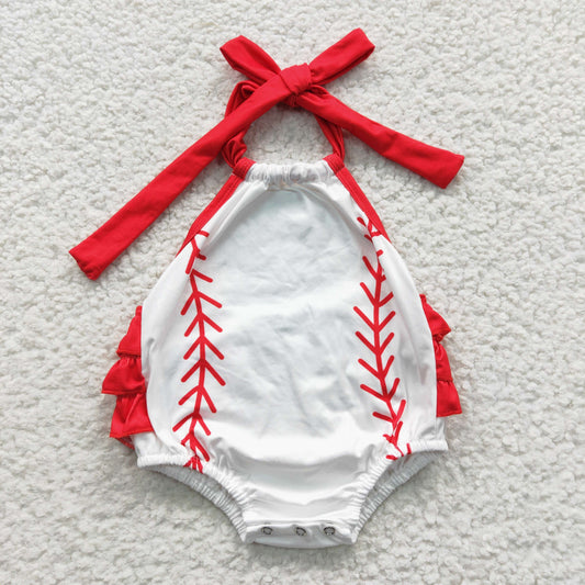 Red Baseball Baby Romper
