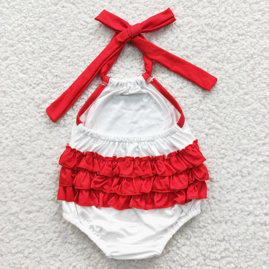 Red Baseball Baby Romper