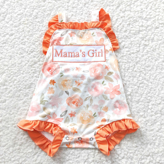 Embroidered MOM Orange Baby Romper
