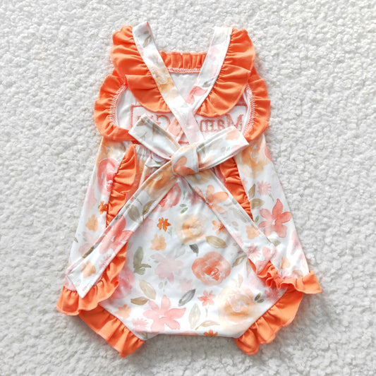 Embroidered MOM Orange Baby Romper
