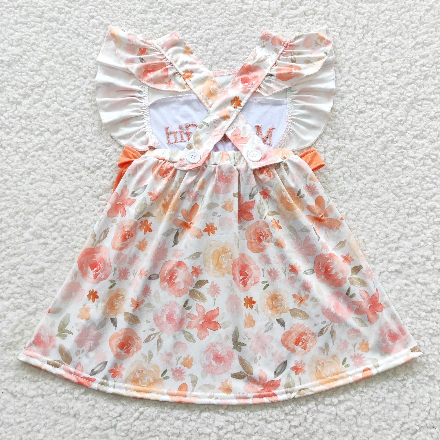 Orange Flowers Embroidery MAMA‘S Girls Dress