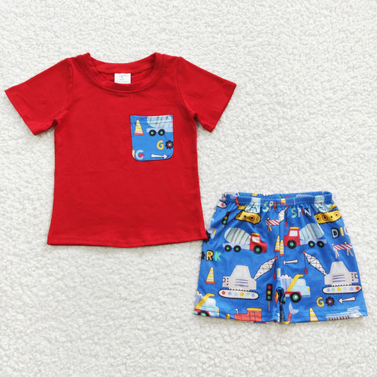 Red Cartoon Summer Boy Set