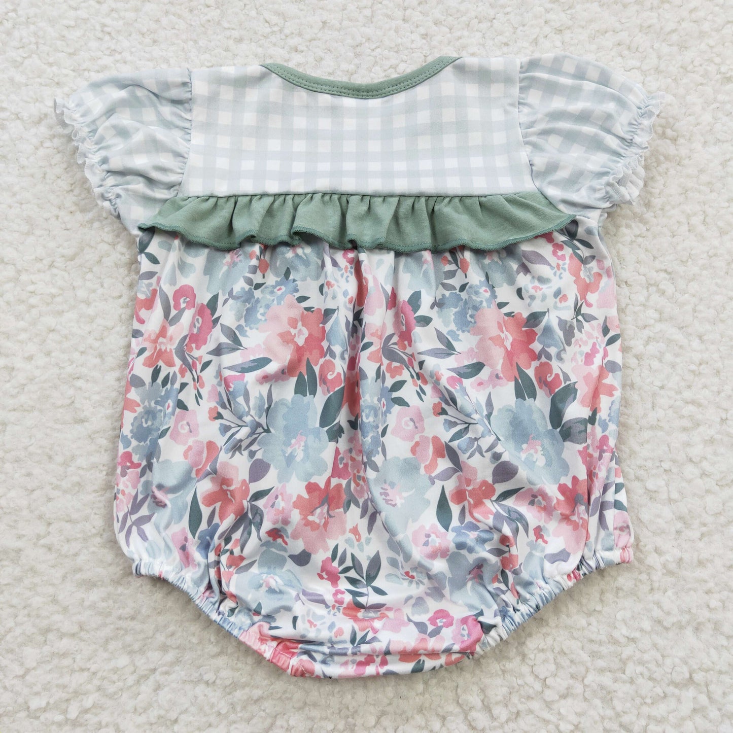 Green Flowers Baby Romper