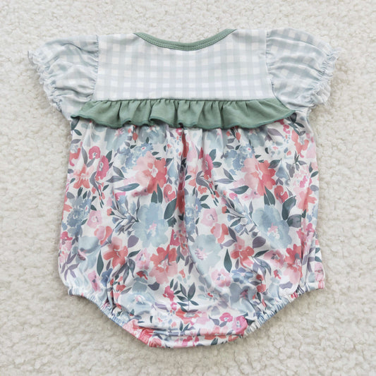 Green Flowers Baby Romper