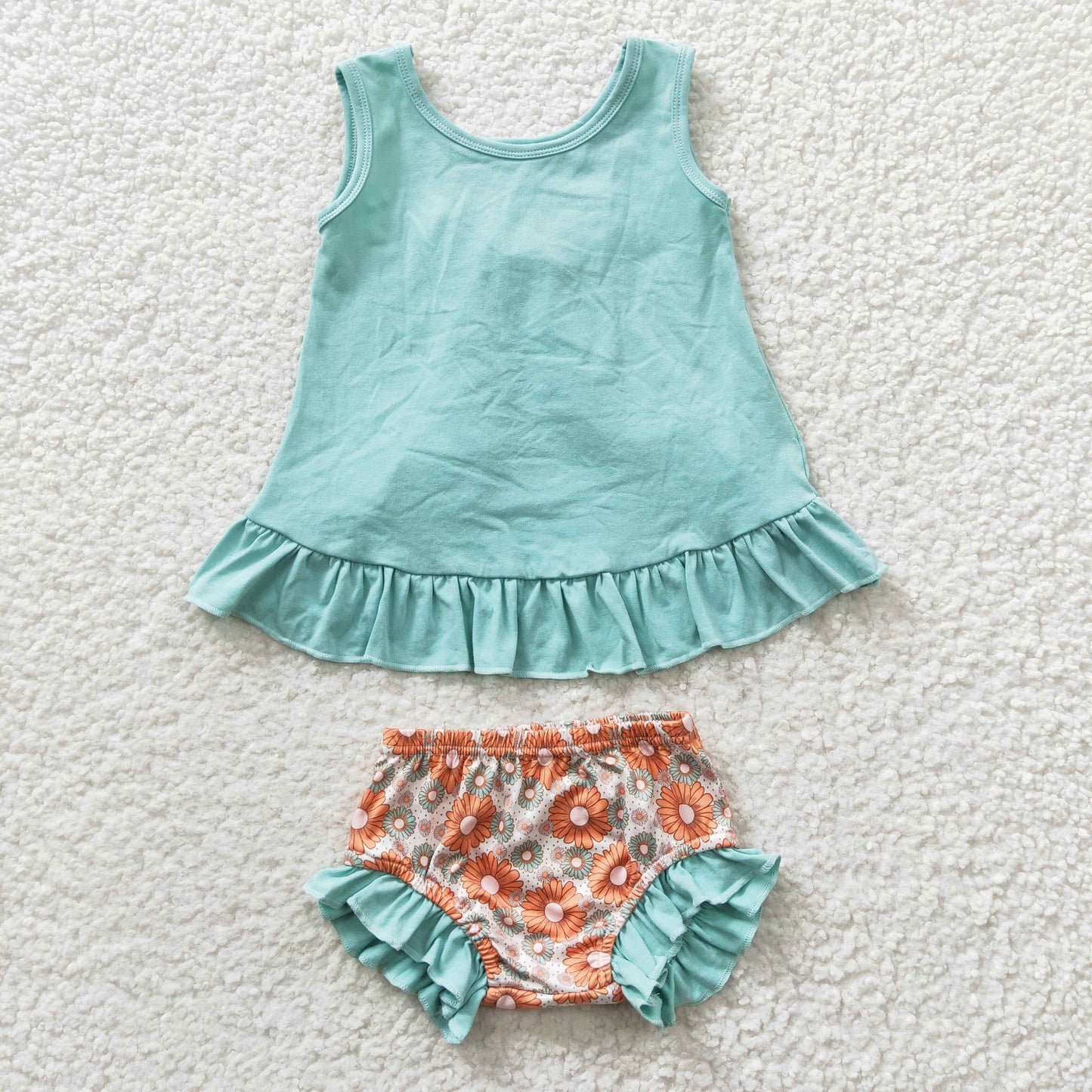 Blue Flowers Girls Bummies