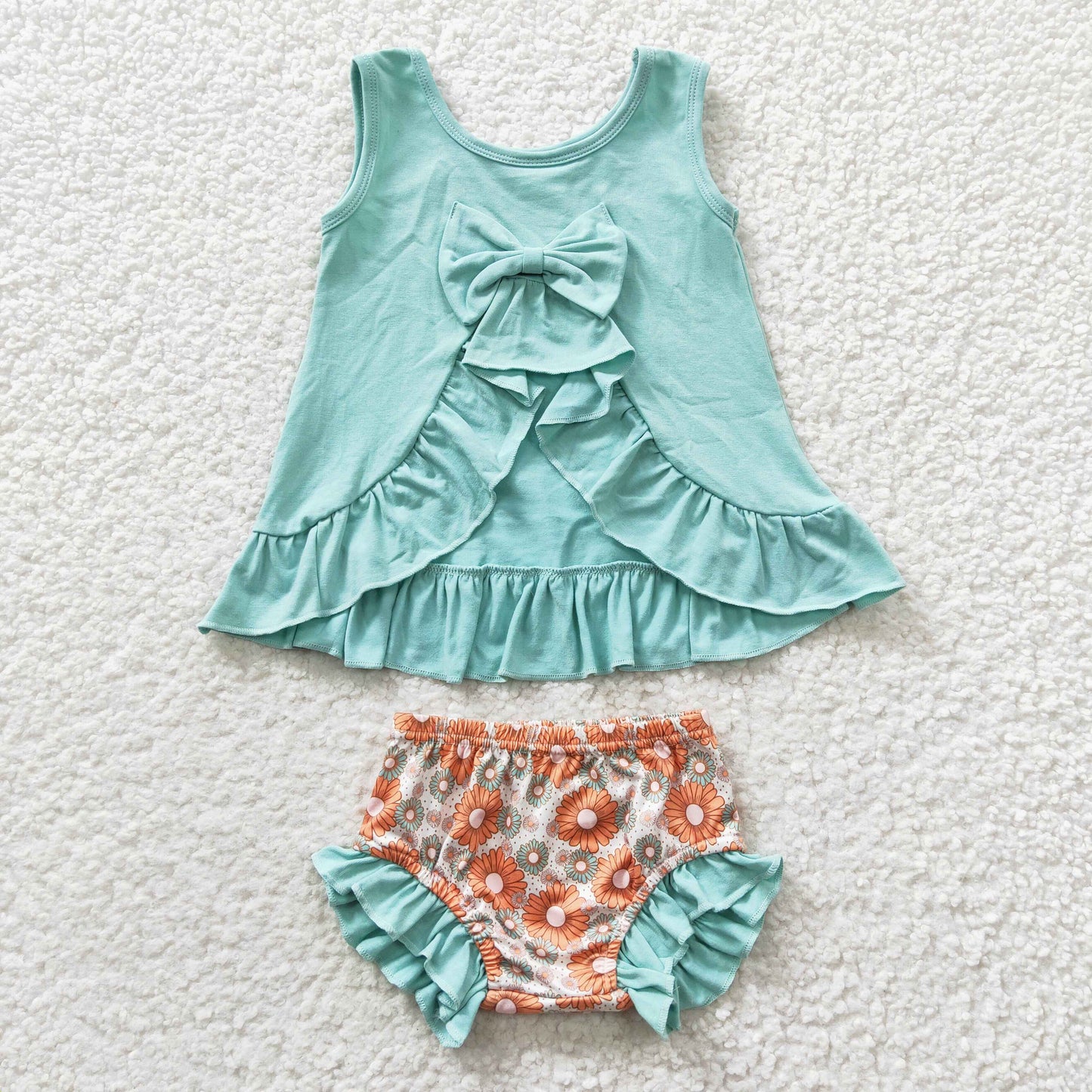 Blue Flowers Girls Bummies