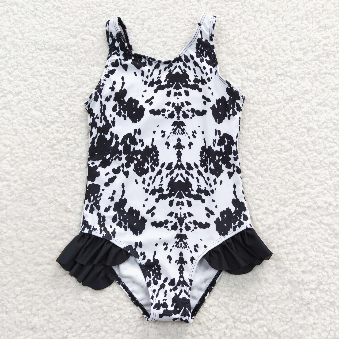 Black Leopard one pc Girls Summer Swimsuit
