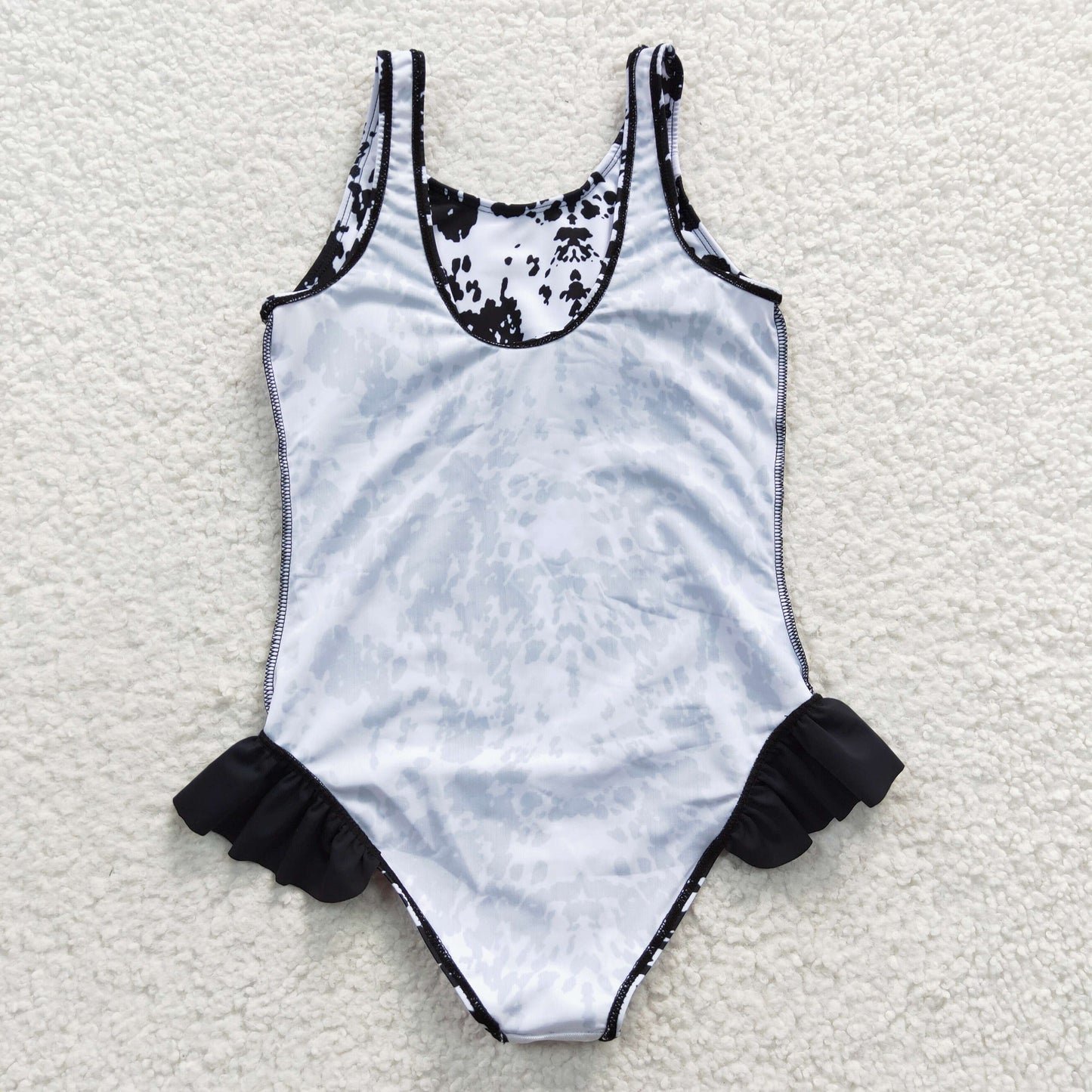 Black Leopard one pc Girls Summer Swimsuit