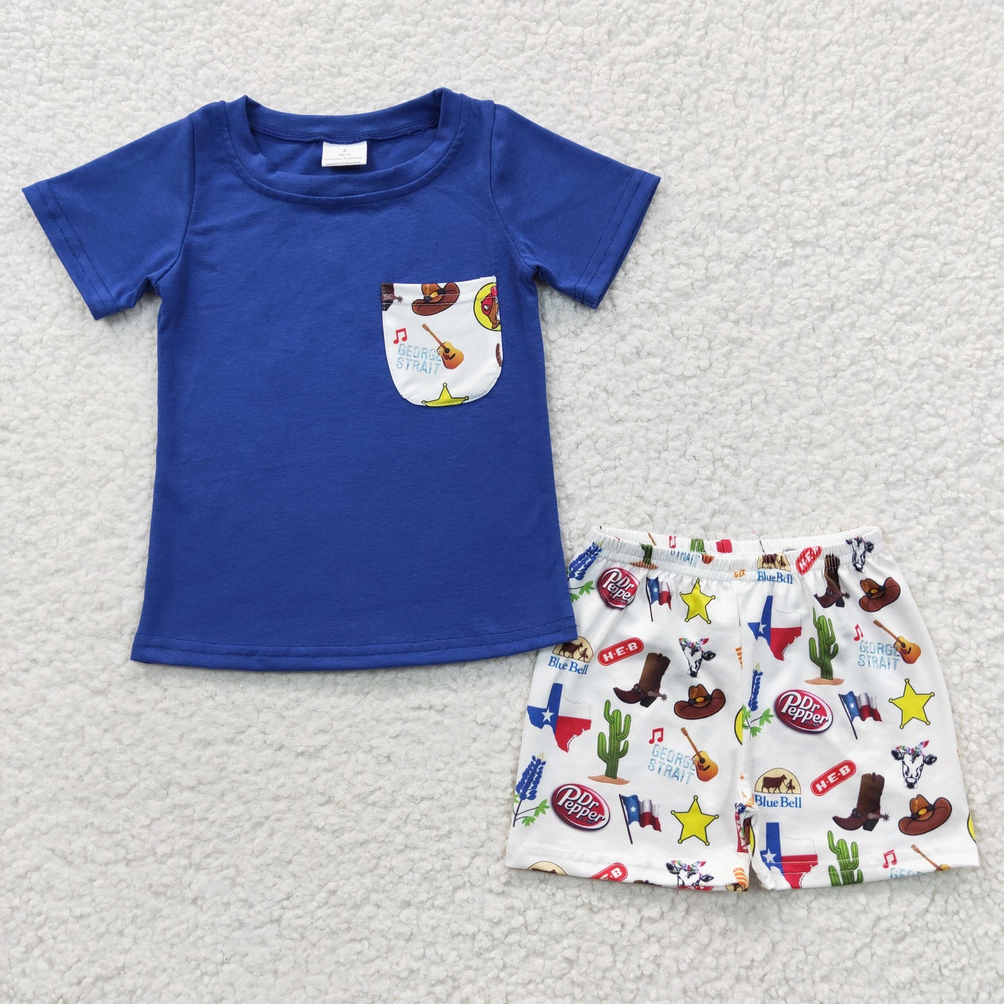 Blue Cartoon Flag Summer Boy Set