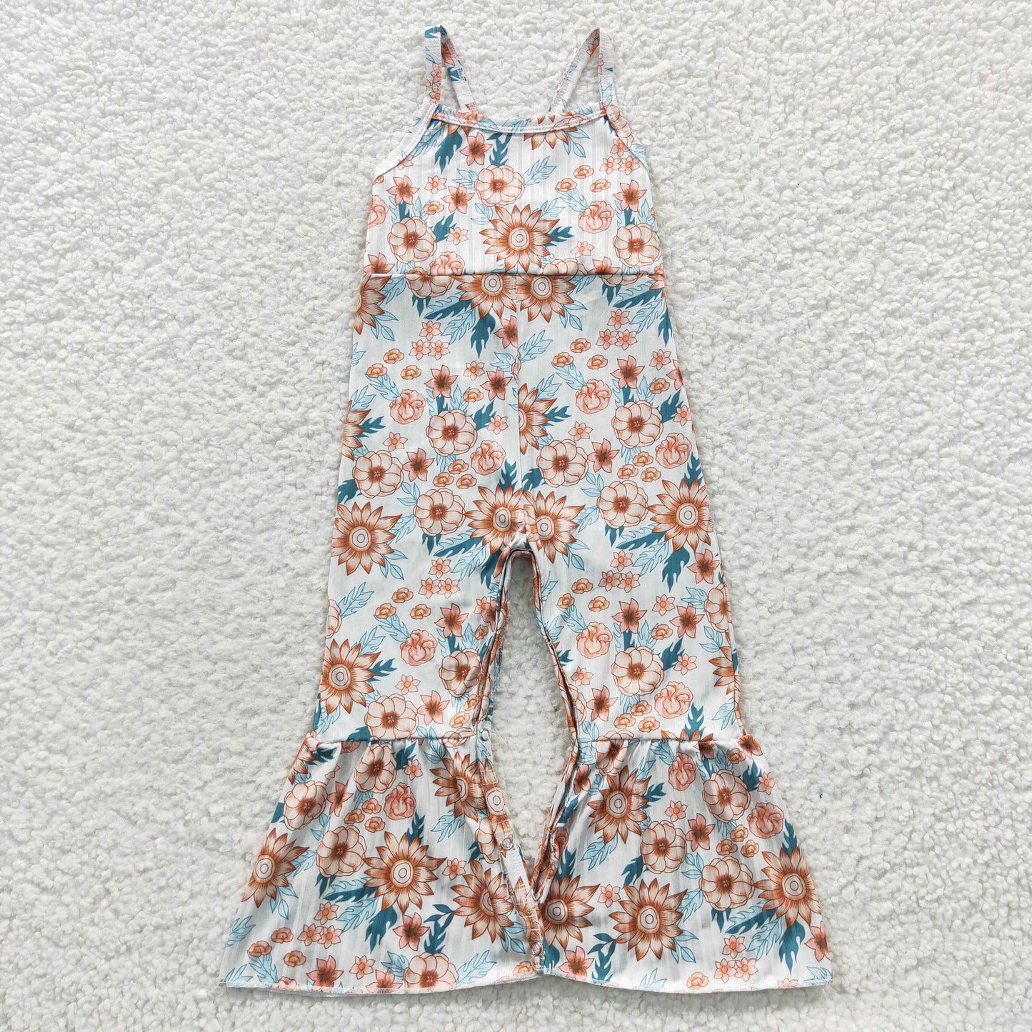 Rubbed material Floral Romper